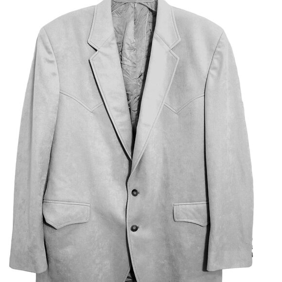 Circle S Dallas Texas Mens Blazer Sport Coat 46R Gray Micro Suede Two Button - Picture 2 of 12